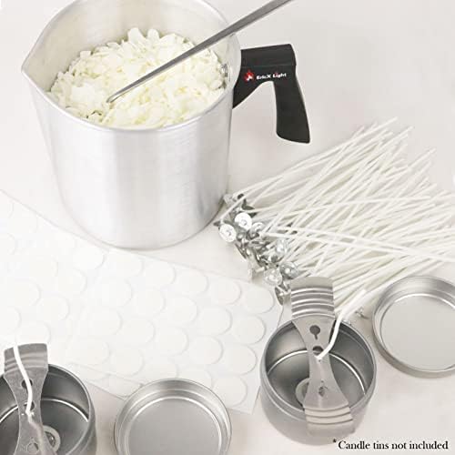 EricX Light Candle Making Kit, 60pcs Candle Wicks, 60pcs Candle Wicks Sticker, 16oz Soy Wax, 1pc Candle Wax Pouring Pot, 2pcs 3-Hole Wicks Centering Devices, 1pc Mixing Spoon, DIY Candles Craft Tools - Image 6