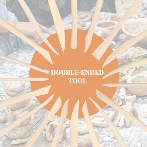 50PCS Wooden Clay Sculpting Tools, 6.2'' Smooth Double Ended Clay Modeling Tools, Polymer Clays Tool Sculpting, Wood Pottery Tool Kit for Ceramics Soap Playdough Carving Supplies - Image 2