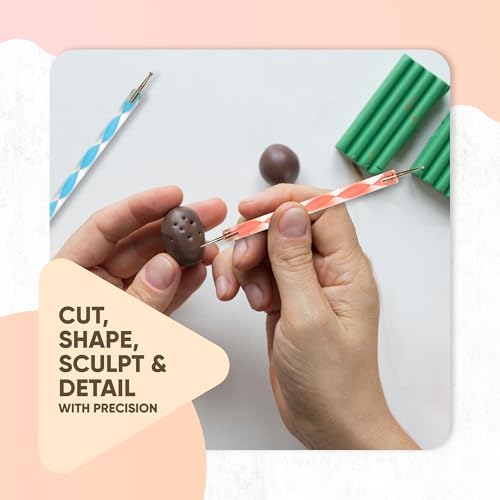 14 Pcs Polymer Clay Tools Acrylic Roller Clay Rolling Pins for Baking with Thickness Rings, Tissue Blade, Slicer Knife, Dotting Tools, Sculpting Earring and Jewelry Making Kit for Modeling and Shaping - Image 4