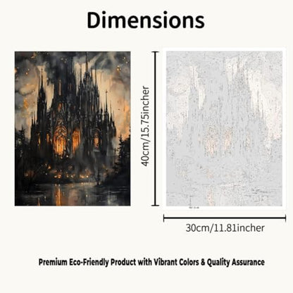 CraftBliss Paint by Numbers for Adults, Gothic Castle DIY Painting Kit, Dark Fantasy Wall Art with Pre-Printed Canvas & Acrylic Paints, Dark Academia Home Decor, 12 x 16 Inch - Image 2