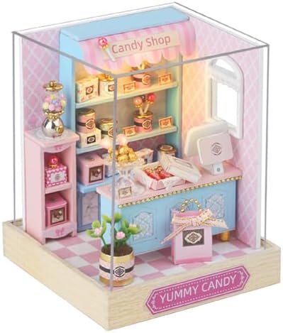 DIY Miniature Dollhouse Kits - Wooden Mini Model House with LED Lights, Tiny Furniture & Accessories – Craft Building Kits for Teens & Adults (Yummy Candy Shop) – Birthday Valentine's Gift - Image 2