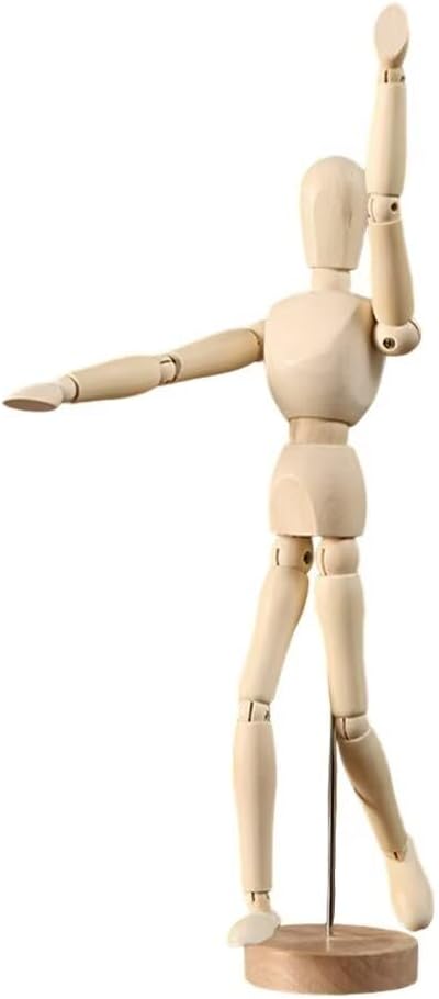 SEEK RARE 12.4 Inch Artists Wooden Manikin Flexible Body Joints Human Figure Puppet Model Wood Male Mannequin Ornament Stand for Home Office Desk Decor Sketching Drawing Painting