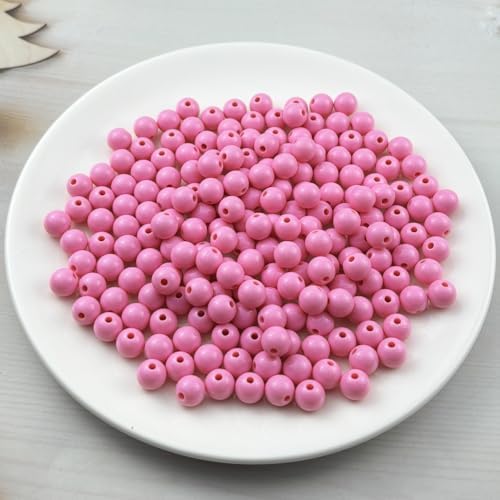200pcs Acrylic Round Beads for Crafts 10mm Resin Candy Color Spacer Beads with Hole for Jewelry Making Sewing Crafts Decoration Necklaces Bracelets Earrings Supplies(Pink) - Image 2