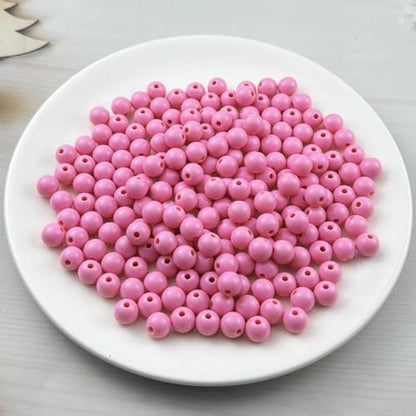 200pcs Acrylic Round Beads for Crafts 10mm Resin Candy Color Spacer Beads with Hole for Jewelry Making Sewing Crafts Decoration Necklaces Bracelets Earrings Supplies(Pink) - Image 2