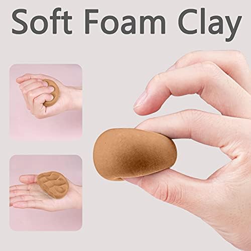 Cutedeer Brown Air Dry Clay, 1.1lb Foam Modeling Clay, Soft Squishy Molding for Kids Adults, Arts & Crafts Project Slime Supplies(1.1lb - 1 Pack, Brown) - Image 2