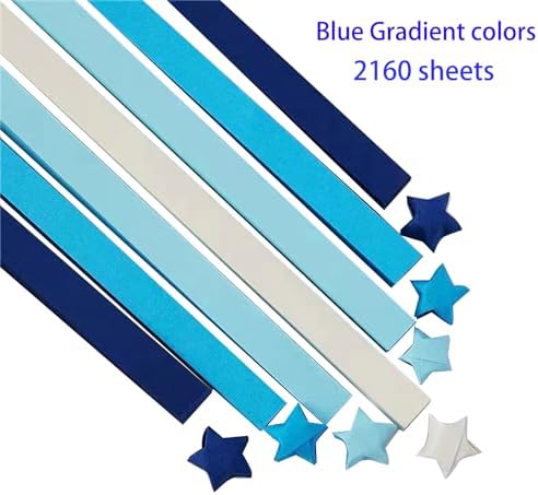 2160 Sheets Origami Star Paper 4 Blue Color Strips Double Sided Lucky Star Decoration Folding Paper for DIY Hand Art Supplies (blue-2160 sheets) - Image 2