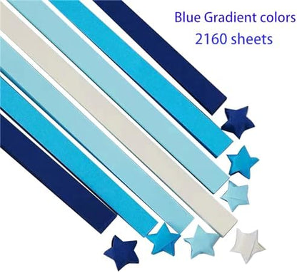2160 Sheets Origami Star Paper 4 Blue Color Strips Double Sided Lucky Star Decoration Folding Paper for DIY Hand Art Supplies (blue-2160 sheets) - Image 2