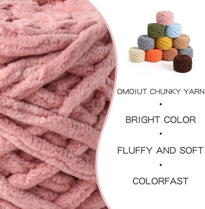 3 Pack Plush Chenille Chunky Yarn 100g (49.2yd) - Fluffy Velvet Yarn Crochet for Blanket Knitting and Crocheting - Baby Yarns for Crocheting Soft - Amigurumi Yarns (Dark Pink) - Image 2