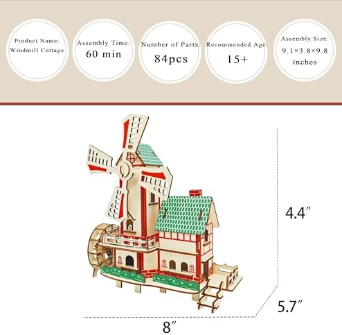 Log Cabin 3D Wooden House Puzzle,DIY Mini Building Model Kit，015 - Image 2