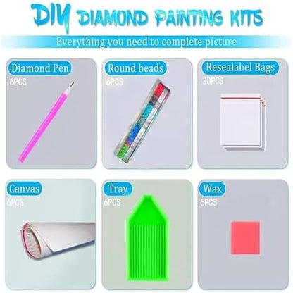 DOTSOPS 6 Pack Flowers Diamond Painting Kits for Adults Art Painting Kits - Image 4