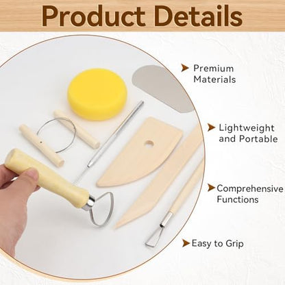 8 Pcs Clay Sculpting Tool Kit, Pottery Sculpting Tool Set, Air Dry Clay Pottery Carving Tools for DIY Ceramics Craft, Carving, Dotting, Molding, Modeling, Shaping - Image 5