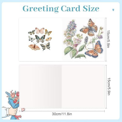 jinglinhh 12pcs Diamond Art Painting Butterfly Among Flowers Greeting Cards with Envelopes, DIY Card Making Kits for Adults, Diamond Art Christmas Cards for Birthday Holiday Gifts - Image 2