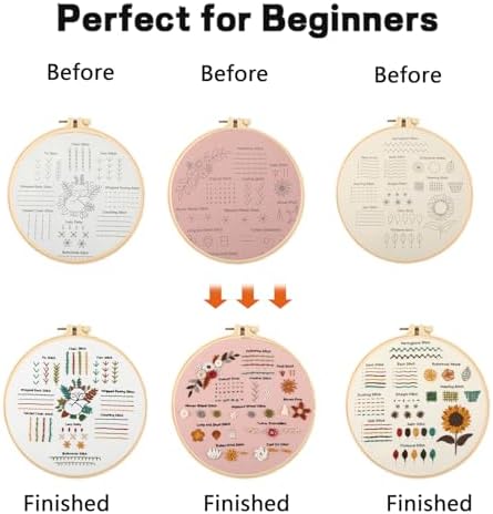 JOINRUN Beginner Embroidery Kit for Adults, 3 Pack with Video Tutorial - Image 5