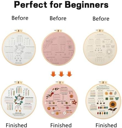 JOINRUN Beginner Embroidery Kit for Adults, 3 Pack with Video Tutorial - Image 5