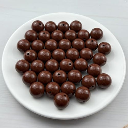 40pcs Acrylic Round Beads for Crafts 18mm Resin Candy Color Spacer Beads with Hole for Jewelry Making Sewing Crafts Decoration Necklaces Bracelets Earrings Supplies(Brown) - Image 2