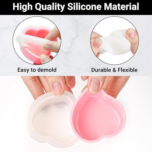 Gartful 3 Pieces Dish Resin Molds, Silicone Jewelry Tray Molds, Storage Container Epoxy Resin Casting Molds for Jewelry Ring Holders, Soap Dish, Candle Holder, 3 Styles(Round & Heart & Octagon) - Image 3