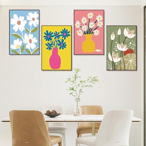 JULOUYN 4 Pack Flowers Paint by Numbers Kit for Adults with Framed 8x12in - Image 4