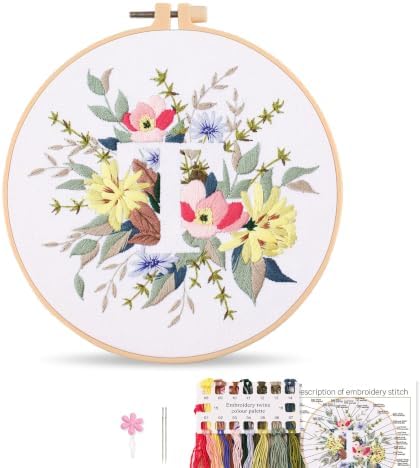 Harimau Letter Pattern T Embroidery Kit for Adult Beginners, Complete Starter Pack with 1 Hoop, Needles, Instruction Guide & Embroidery Stitch Video Tutorials by Unknown