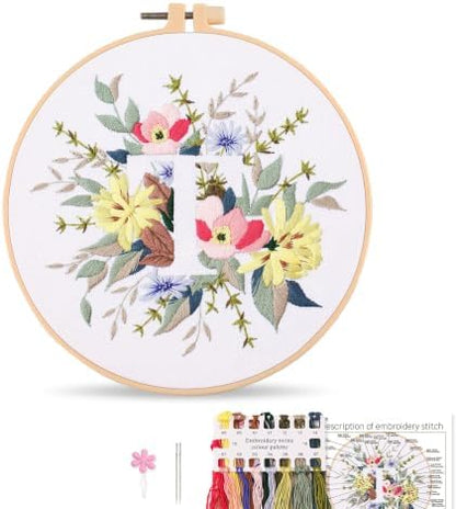 Harimau Letter Pattern T Embroidery Kit for Adult Beginners, Complete Starter Pack with 1 Hoop, Needles, Instruction Guide & Embroidery Stitch Video Tutorials by Unknown