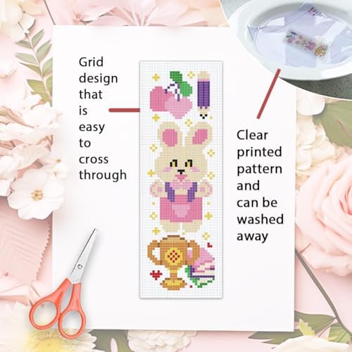 ORIGACH 6 Set Cartoon Animal & Reading Elements Cross Stitch Bookmark Kit - Image 3