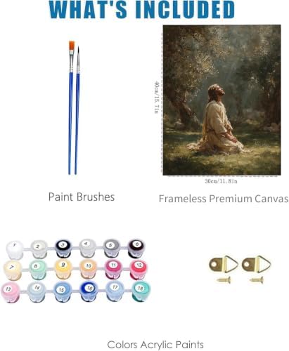 Vintage Jesus Paint by Numbers Kit for Adults Framed Canvas, Frameworkless - Image 3