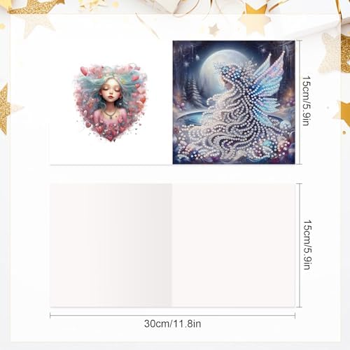 6-Pack Butterfly Fairy Diamond Painting Greeting Card Kits, Special Shaped Diamonds Painting, DIY Handcraft for Relatives and Friends with Wishes,Unique Design Crafting for Birthday or Holiday Cards - Image 2