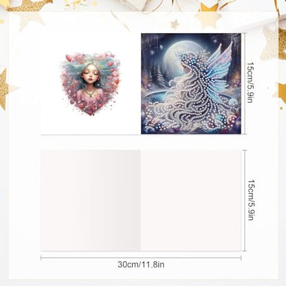 6-Pack Butterfly Fairy Diamond Painting Greeting Card Kits, Special Shaped Diamonds Painting, DIY Handcraft for Relatives and Friends with Wishes,Unique Design Crafting for Birthday or Holiday Cards - Image 2
