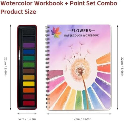 Watercolor Workbooks, Beginner Watercolor Painting Kit – 12 Colors Paint Set with Brush – Perfect for Gifting to Spark Creativity & Joy for Teens & Adults (Christmas) - Image 7