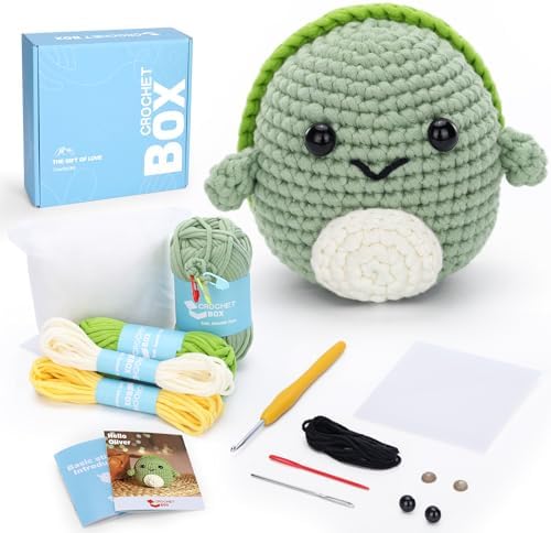 CrochetBox Turtle Complete Crochet Kit for Beginners, Easy Craft for Adults by CROCHETBOX