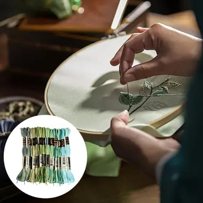 12 Skeins 105 Yards Green Embroidery Thread Variegated Cross Stitch Floss Bulk 6 Ply Polyester Yarn Colorful Friendship Bracelet String for Sewing Making Needlecraft Knitting Stitching DIY - Image 4