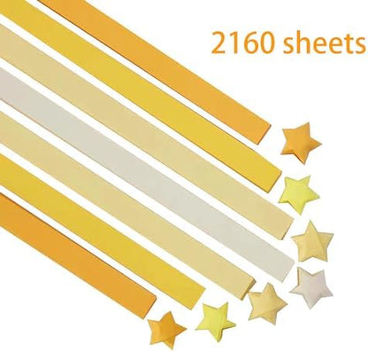 2160 Sheets Origami Star Paper 4 Yellow Color Strips Double Sided Lucky Star Decoration Folding Paper for DIY Hand Art Crafts, Teaching Supplies (Yellow-2160 sheets) - Image 2