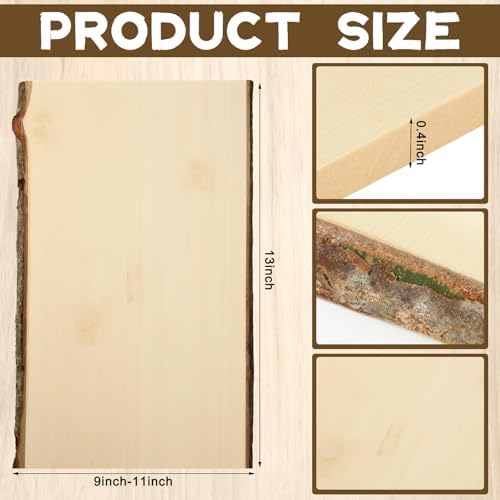 Briwooody 4 Pcak Hollow Wood Plank Live Edge Woodslab Unfinished Wood Boards for Crafts Rustic Wooden Plaque for DIY Burning Home Decor Weddings (13 x 9-11 Inch) - Image 2