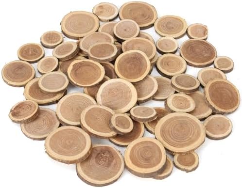 Natural Wood Slices for Crafts, 1.2"-2.5" Mini Assorted Unfinished Wood Tree Bark Round Log Discs for Arts & Crafts Christmas Ornaments Wedding Centerpieces (Assorted Size - 8OZ) by Byher