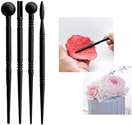 4 Pieces Black Plastic Double-Headed Clay Sculpting Tools Indentation Pen Pottery Sculpture Tool Cake Fondant Decoration Tool - Image 5
