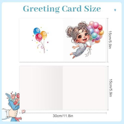 MVVMTOP 6pcs Diamond Art Painting Greeting Card, DIY Colorful Balloons Diamond Art Greeting Card for Blessing and Wishe Special Shaped Diamond Arts Crafts for Birthday Thanksgiving Day - Image 2
