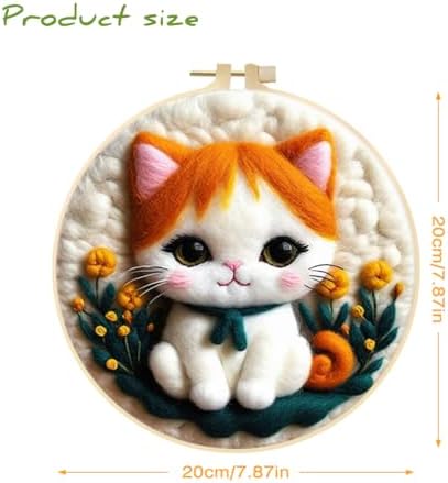 Surakey Dog Cat Owl Animals DIY Needle Felting Starter Kit Beginner Needle Felt Kit Photo Frame, Foam Mat, Wool Felt Painting with Tools Frame and Instructions for Beginners and Art Crafters, Style 1 - Image 3