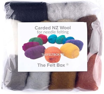 The Felt Box Needle Felting Wool – Gray & Brown Shade Pack 100g / 3.5oz – Short Fiber Carded New Zealand Wool Batts ~27 Microns – Perfect for Animals Dolls Figures Crafts Core & Finishing - Image 6