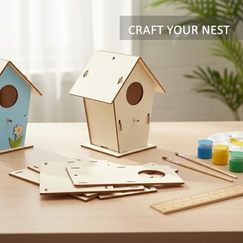 Unfinished MDF Birdhouse Craft Kit - DIY Wooden Assembly Project for Painting, Decorating & Home Garden Display - Image 2