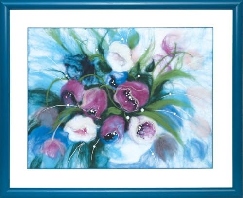 Wizardi Beginner Needle Felting Kit for Adults - Morning Tulips. Floral Felting Kit 12.4x9.45 Inches. Felting Tools. Wool Felting Supplies. Felt Crafts. Wool Felt. V-199C Charivna Mit by Wizardi