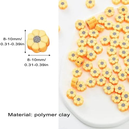 100pcs Yellow Sunflower Polymer Clay 10mm Spacer Beads for Women Jewelry Making DIY Bracelet Necklace Hair Clip (Sunflower) - Image 4