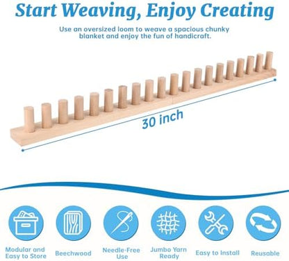 cenoz 30" Beechwood Chunky Blanket Knitting Loom Kit - Image 2