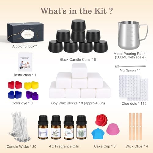 Candle Making Kit for Adults - DIY Scented Candles Making Supplies with Soy Wax,Wax Melter, Essential Oils, Color Dyes, Wicks Sticker, Candle Tins - Full Candle Making Set - Perfect Home Decoration - Image 6
