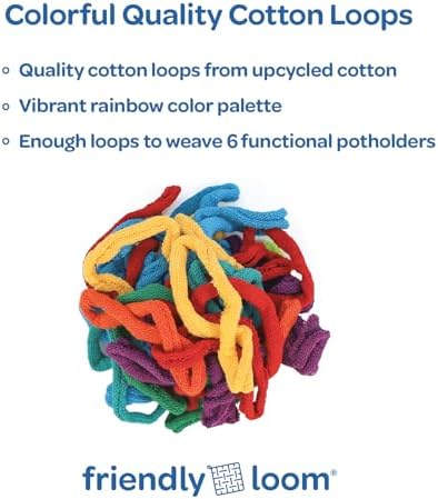 Friendly Loom Quality Cotton Weaving Loops in Rainbow Colors – 7” Traditional Size | Weave 6 Functional Potholders | Made in the USA - Image 3