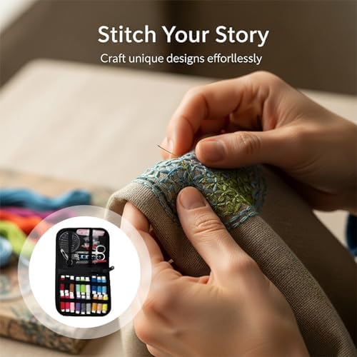 Vestamore Stitches Embroidery Starter Kit Adult, Stitch Book and Sewing Kit with Safety Zipper, 8.3 x 11 x 0.6 in, 21 x 28 x 1.5 cm, Portable Complete Tools for DIY Embroidery - Image 3