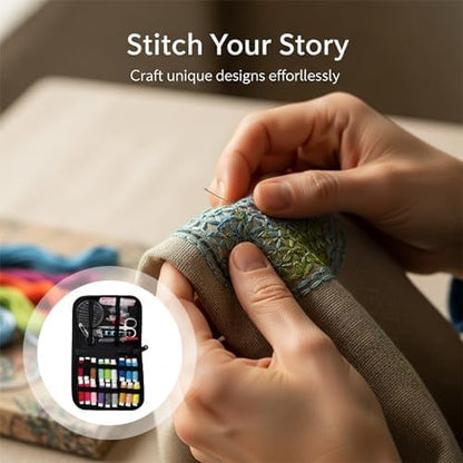 Vestamore Stitches Embroidery Starter Kit Adult, Stitch Book and Sewing Kit with Safety Zipper, 8.3 x 11 x 0.6 in, 21 x 28 x 1.5 cm, Portable Complete Tools for DIY Embroidery - Image 3