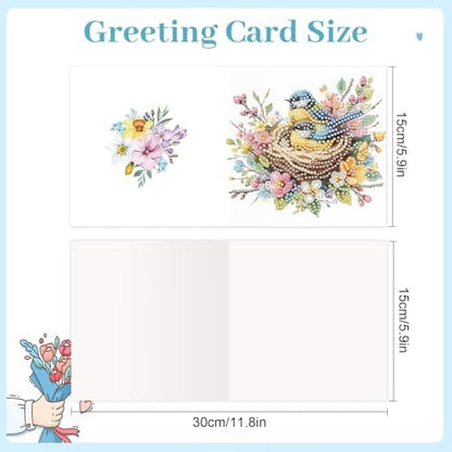 jinglinhh 12pcs Diamond Art Painting Bluebird Flowers Greeting Cards with Envelopes, DIY Card Making Kits for Adults, Diamond Art Christmas Cards for Birthday Holiday Postcards Craft Gifts - Image 2