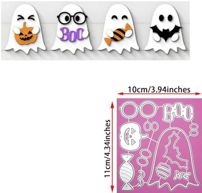 8Pcs Halloween Ghost Cutting Dies for Card Making, Pumpkin Broom Candy Bat Spider Die Cuts All Saints' Day Metal Embossing Stencil for DIY Scrapbooking Cards Decorative - Image 3
