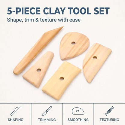 5 Pcs Wooden Pottery Clay Ribs Ceramic Potter Rib Ceramic Clay Sculpting Scrapers Tools Pottery Shaping Trimming Tools Ceramic Pottery Tools - Image 2