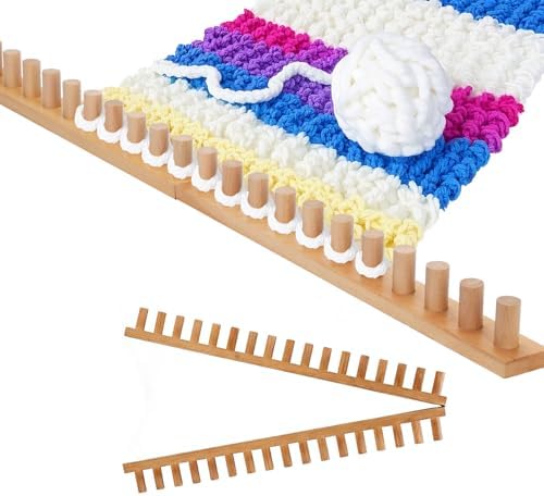 Sienson 73in Chunky Knitting Loom for Blanket Making – Foldable Wood Frame, Portable DIY Hand Knitting Kit for Beginners, Reusable Blanket Loom for Bulky Yarn Crafts & Gifts by Sienson