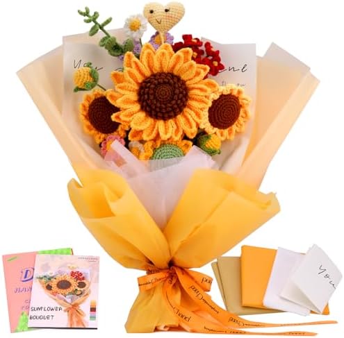 Iuuidu Crochet Kit for Beginners, Sunflower Crochet Flower Bouquet Kit by Iuuidu
